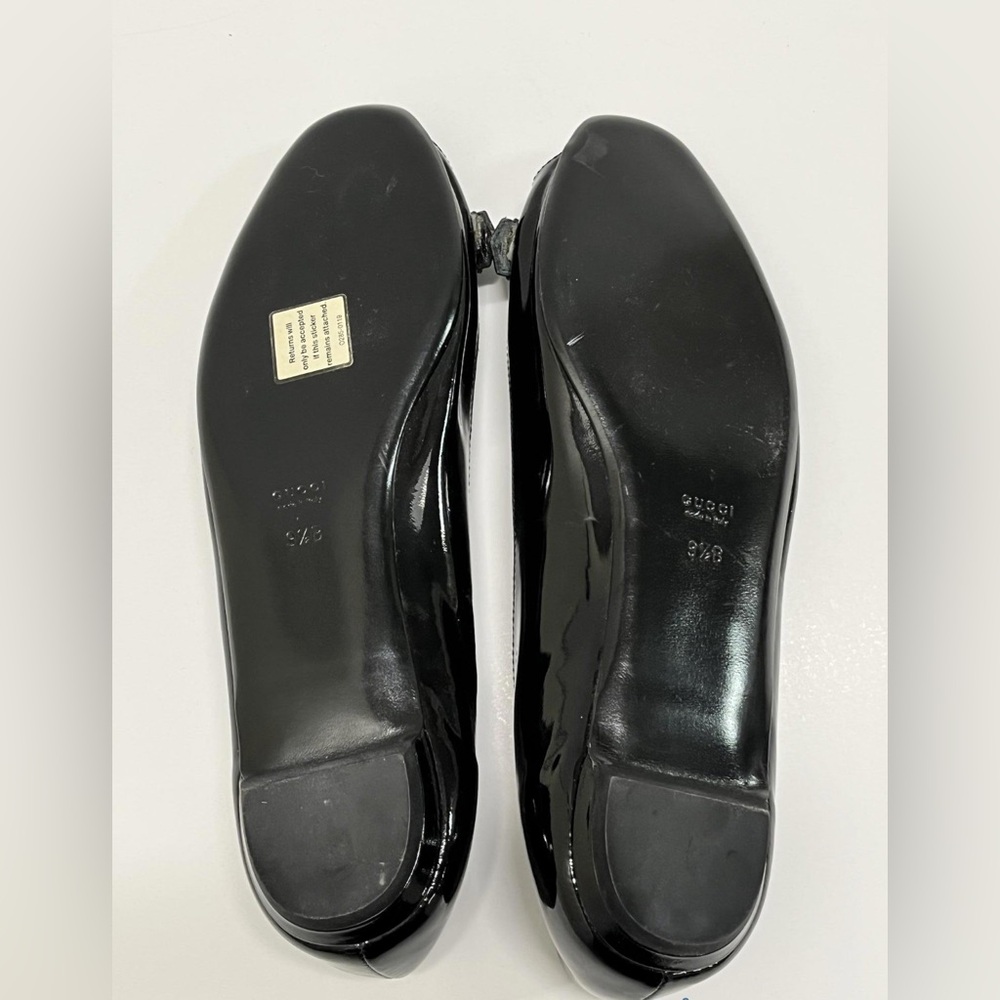 Gucci Black Patent Leather Peekaboo Toe Flats - Picture 3 of 5